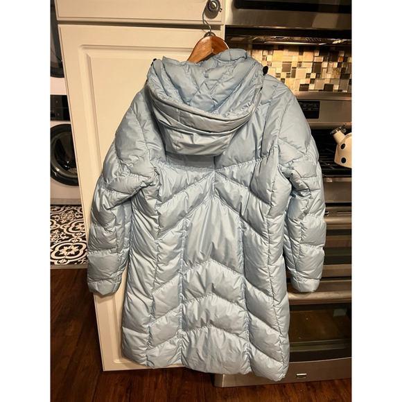 PATAGONIA GOOSE DOWN FULL ZIP LIGHT BLUE PUFFER ZIP POCKETS COAT SIZE XL - Picture 3 of 6